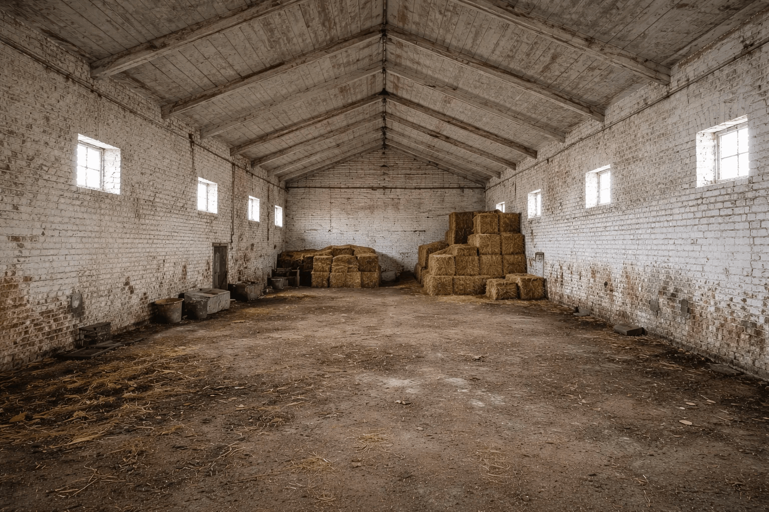 Сельскохозяйственный объект после побелки